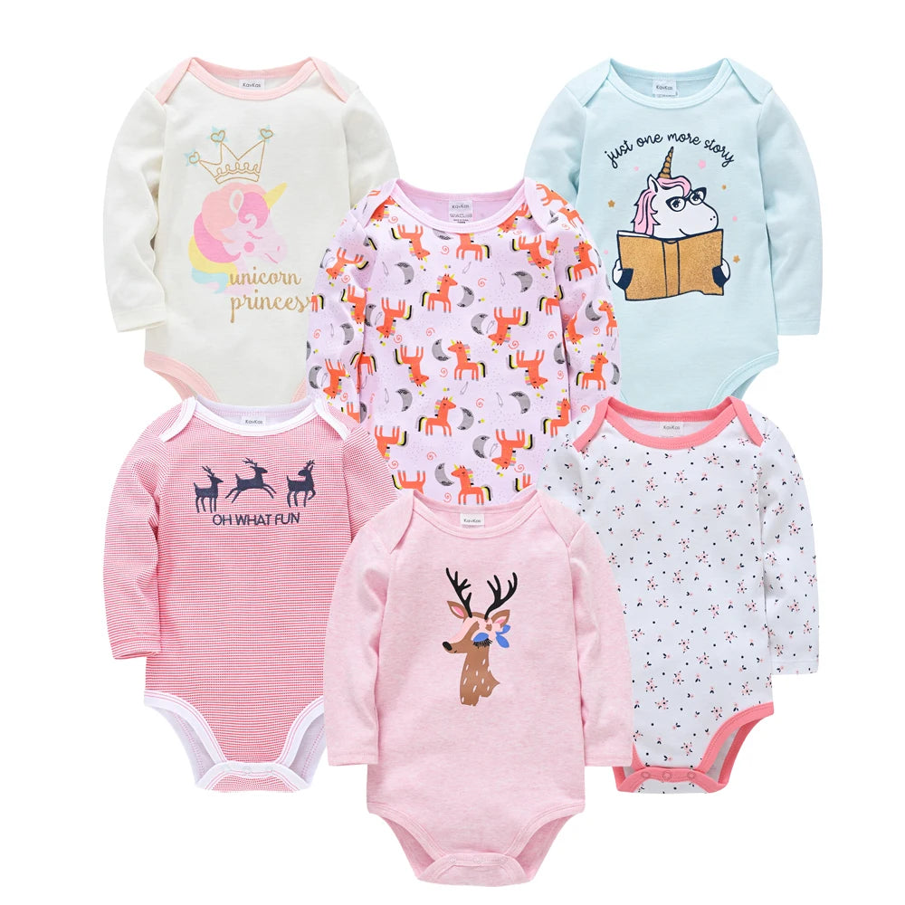 Kavkas Baby Boys Girls Bodysuit 6 PCS 3 PCS Long Sleeve 100% Cotton Baby Clothes 0-12 months Newborn body bebe Jumpsuit Clothing Freshtrendingproduct