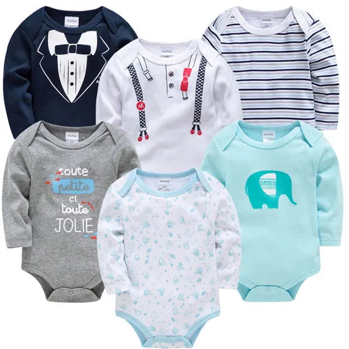 Kavkas Baby Boys Girls Bodysuit 6 PCS 3 PCS Long Sleeve 100% Cotton Baby Clothes 0-12 months Newborn body bebe Jumpsuit Clothing Freshtrendingproduct