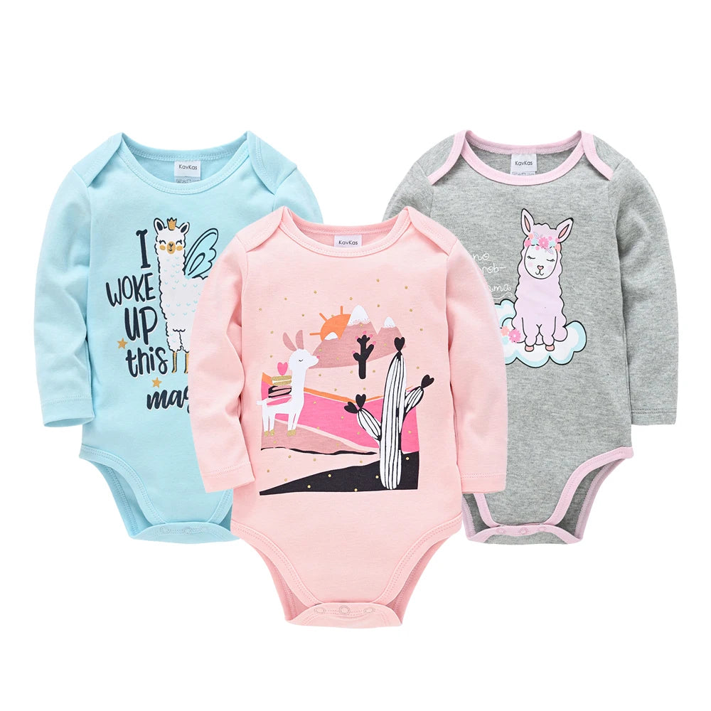 Kavkas Baby Boys Girls Bodysuit 6 PCS 3 PCS Long Sleeve 100% Cotton Baby Clothes 0-12 months Newborn body bebe Jumpsuit Clothing Freshtrendingproduct