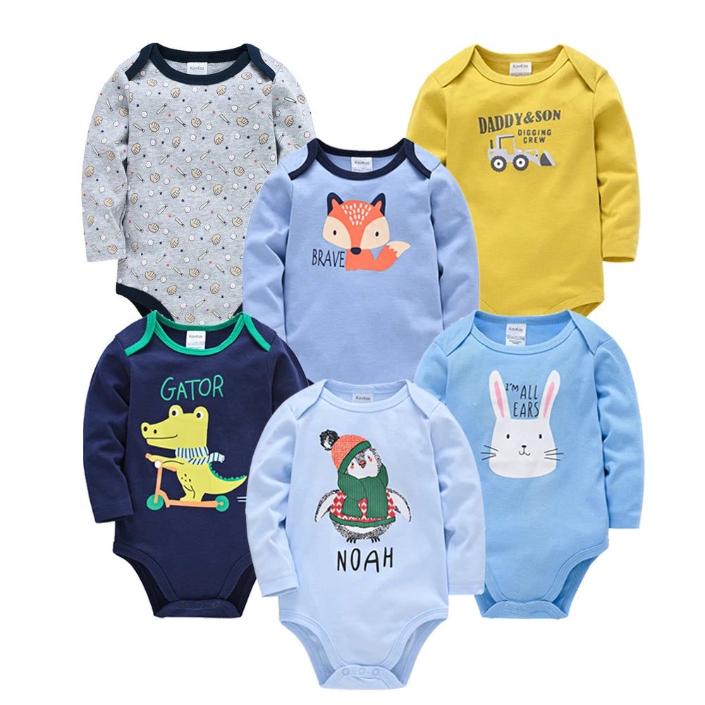 Kavkas Baby Boys Girls Bodysuit 6 PCS 3 PCS Long Sleeve 100% Cotton Baby Clothes 0-12 months Newborn body bebe Jumpsuit Clothing Freshtrendingproduct