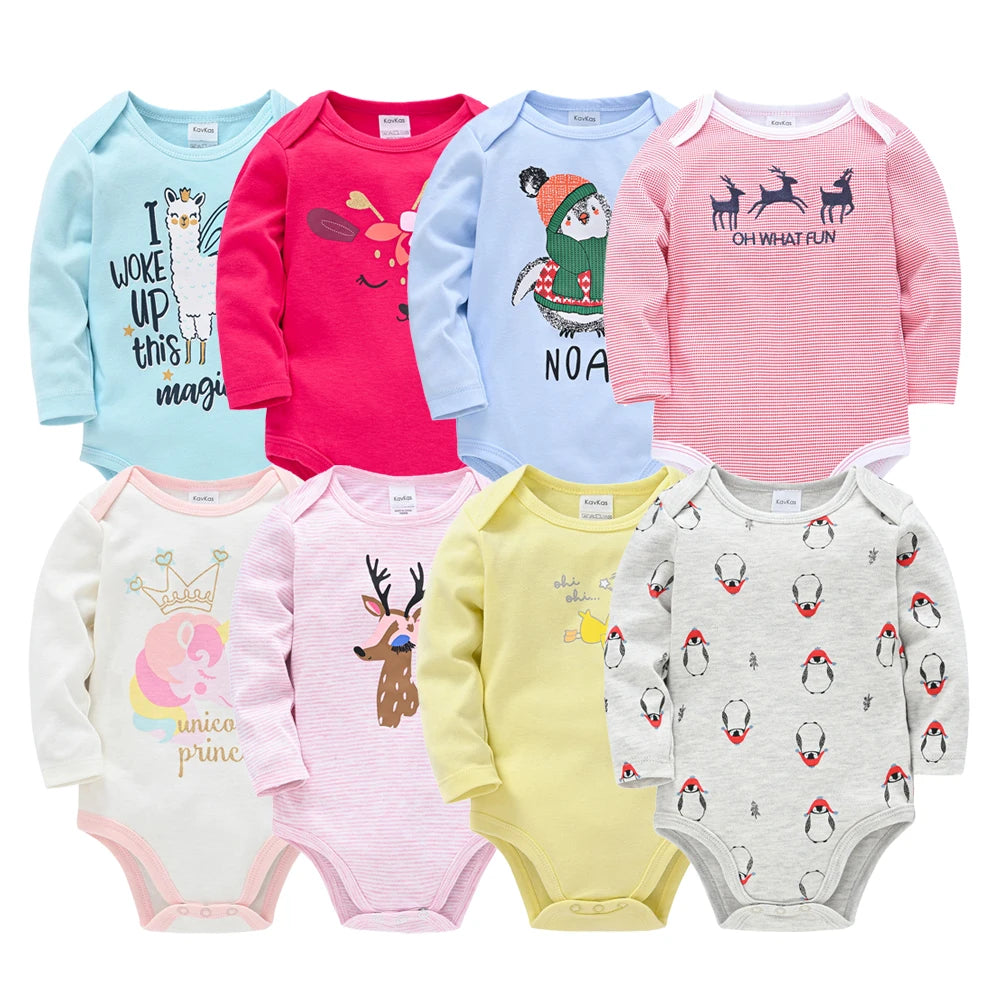 Kavkas Baby Boys Girls Bodysuit 6 PCS 3 PCS Long Sleeve 100% Cotton Baby Clothes 0-12 months Newborn body bebe Jumpsuit Clothing Freshtrendingproduct