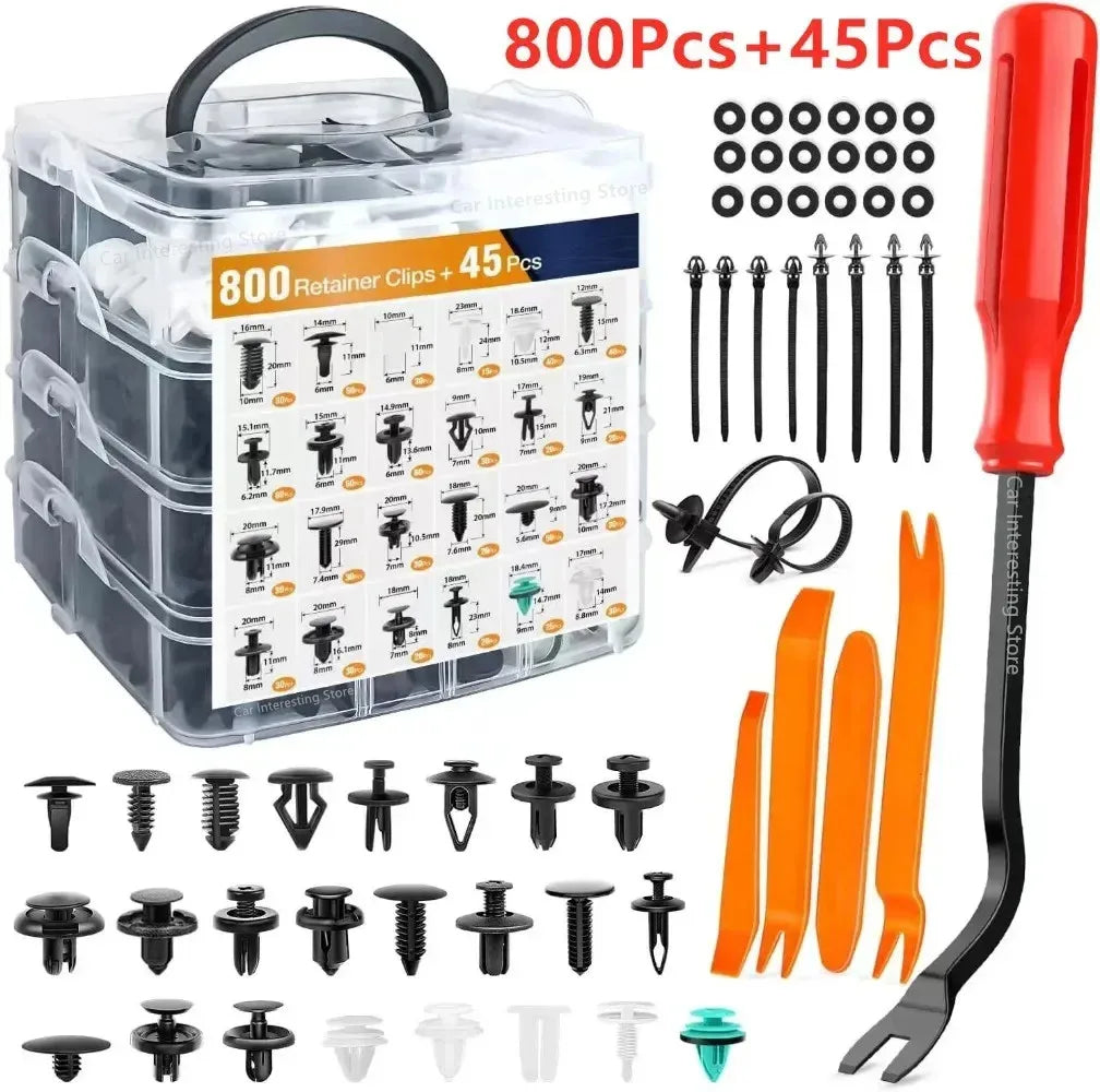 800pcs-100Pcs Car Fastener Clip Kit Fender Rivet Plastic Clips Auto Body Push Retainer Pin Rivet Bumper Door Trim Panel Repair Freshtrendingproduct