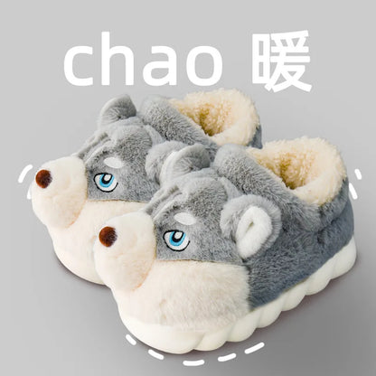 Women Indoor Cotton Slippers Cute Cartoon Dog Winter Warm Shoes Couples Home Floor Slides Anti-slip  Female Male House Footwear Freshtrendingproduct