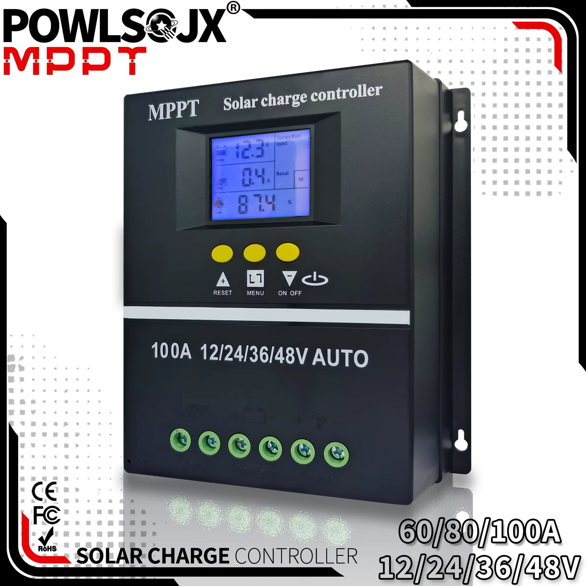 POWLSOJX MPPT 100A 80A 60A Solar Charge Controller 12V 24V 36V 48V Solar Panel Lead Acid/Lithium Battery Regulator Dual USB Freshtrendingproduct