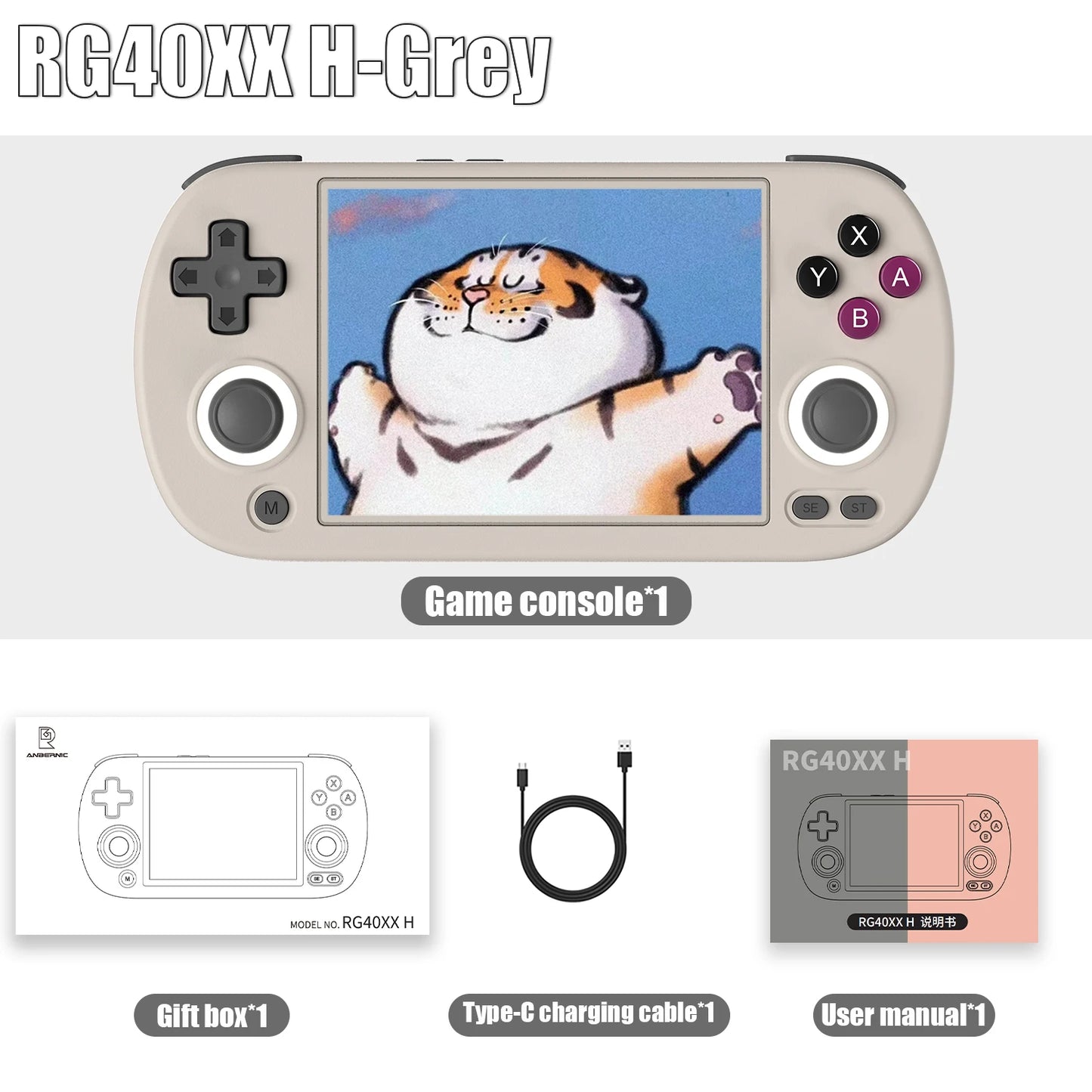 ANBERNIC RG40XX H Handheld Game Console 4.0-in 640*480 IPS Screen 3200mAh 64 Bit System With RGB Light Built in 5K+Games RG40XXH Freshtrendingproduct