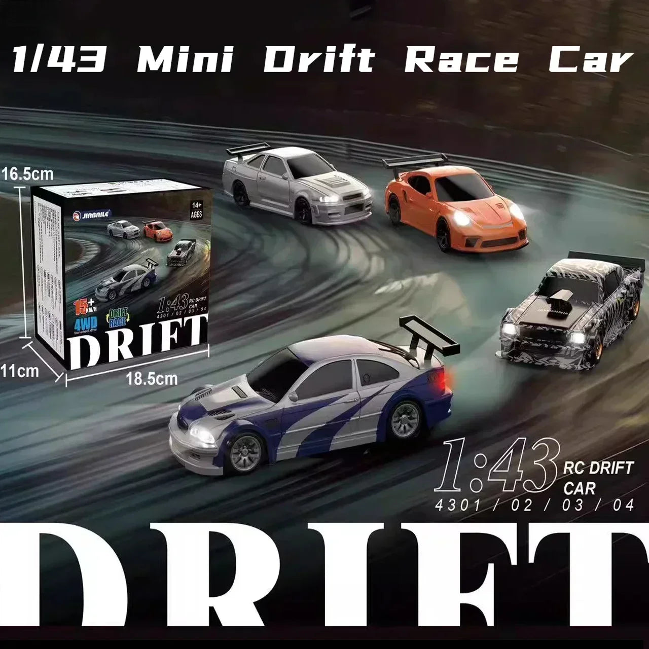 1/43 Mini Drift Race RC Car Four-wheel Drive RTR 4WD Radio 2.4G Racing Drifting High Speed Remote Control Model Toy Boys Gift Freshtrendingproduct