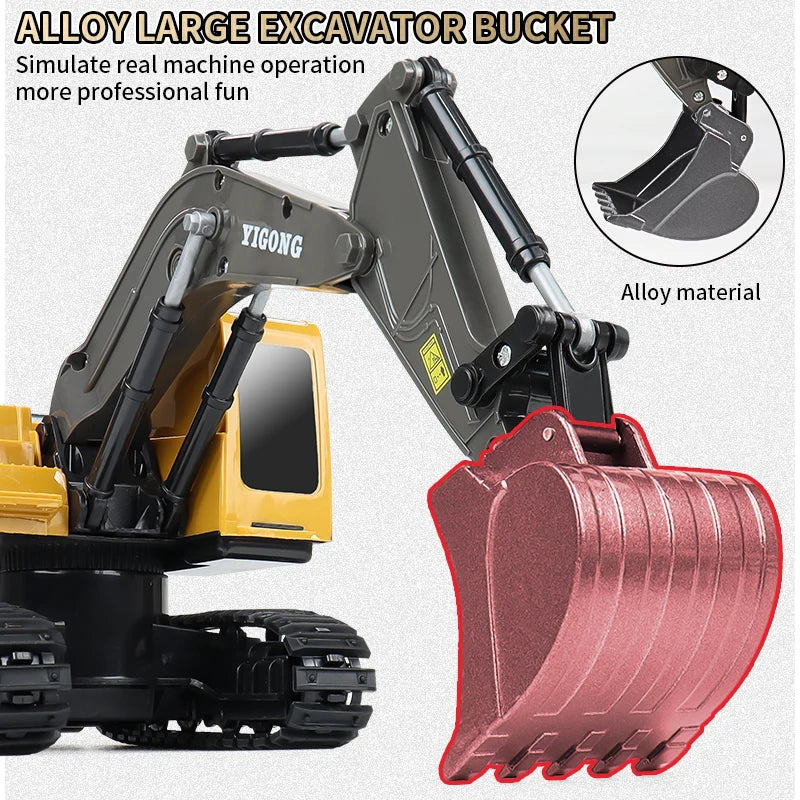 ZWN 2.4G Remote Control Excavator Dump Truck RC Model Car Toy Professional Alloy Plastic Simulation Construction Vehicle for Kid Freshtrendingproduct