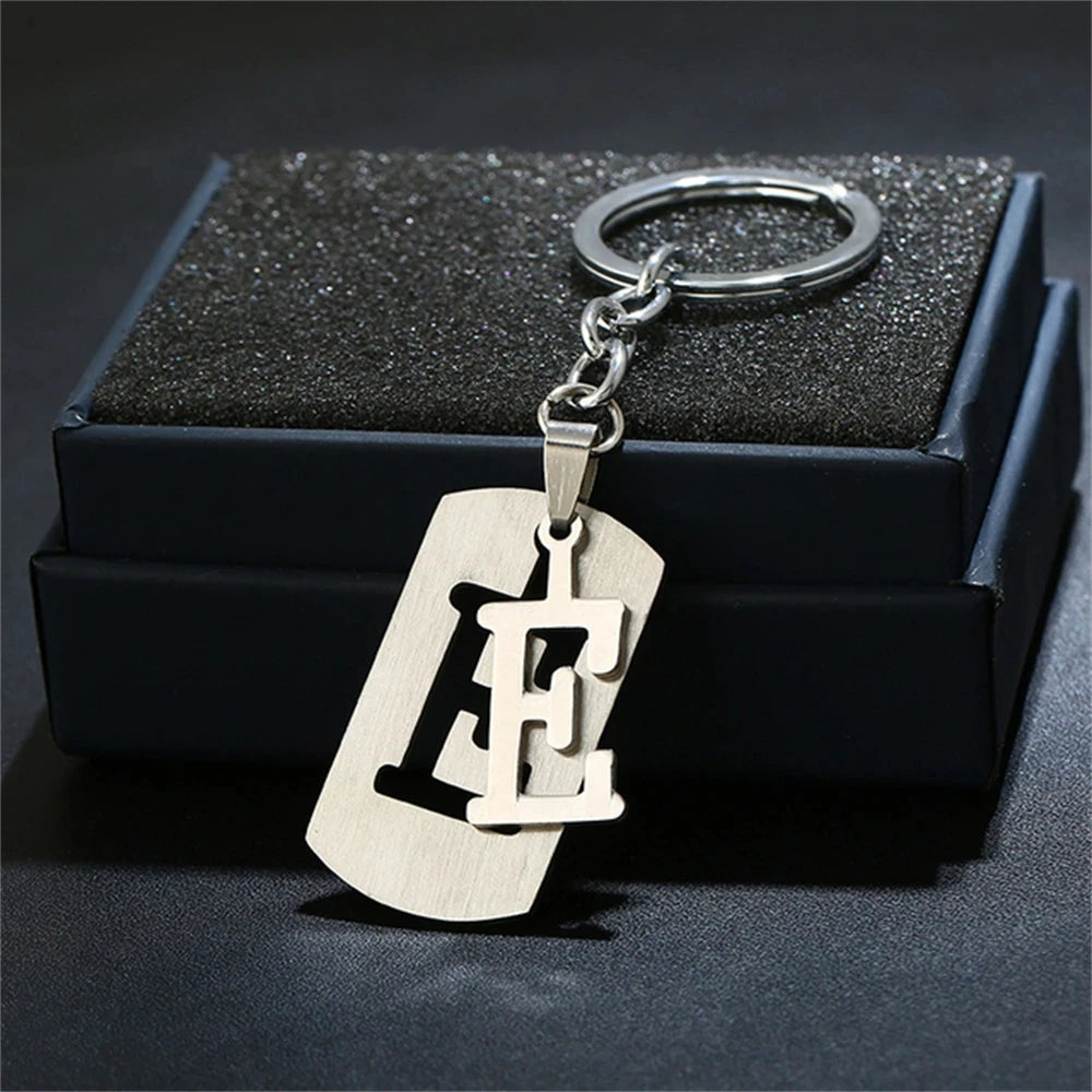 NEW DIY Stainless Steel A-Z Letters key Chain Charm 26 Letters KeyChain Men Women keychain Couple gift Jewelry Car Key Ring Freshtrendingproduct