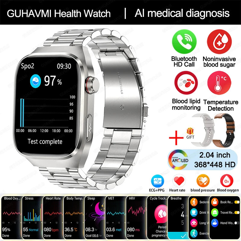 2024 New Uric Acid Blood Fat Smartwatch ECG Blood Glucose Heart Rate Blood Pressure Health Monitoring Smart Watch For HUAWEI IOS Freshtrendingproduct