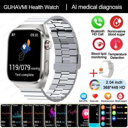 2024 New Uric Acid Blood Fat Smartwatch ECG Blood Glucose Heart Rate Blood Pressure Health Monitoring Smart Watch For HUAWEI IOS Freshtrendingproduct