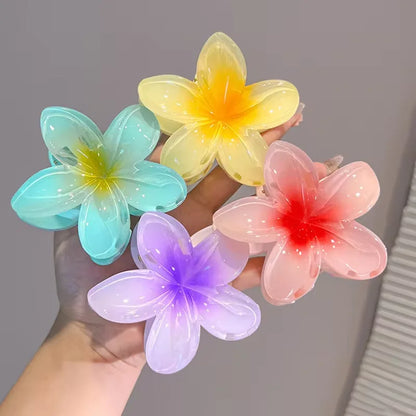 2/4/6pcs Fashion Women Flower Hair Claws Hawaiian Gradient Hair Clips Vacation Beach Style Hairpins Hair Accessories ﻿ Freshtrendingproduct