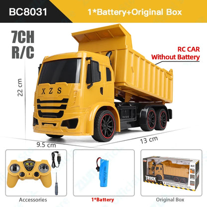 ZWN 2.4G Remote Control Excavator Dump Truck RC Model Car Toy Professional Alloy Plastic Simulation Construction Vehicle for Kid Freshtrendingproduct