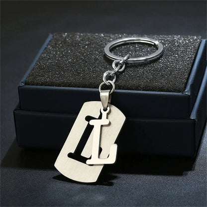 NEW DIY Stainless Steel A-Z Letters key Chain Charm 26 Letters KeyChain Men Women keychain Couple gift Jewelry Car Key Ring Freshtrendingproduct