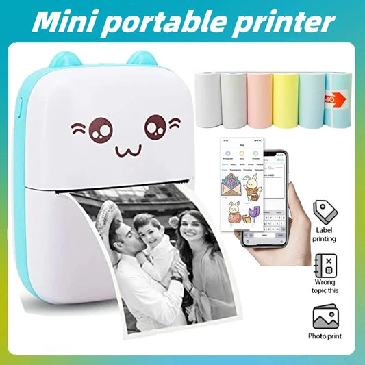 Portable thermal printer mini cat print photo pocket thermal label printer 58mm printing wireless Bluetooth Android iOS printers Freshtrendingproduct