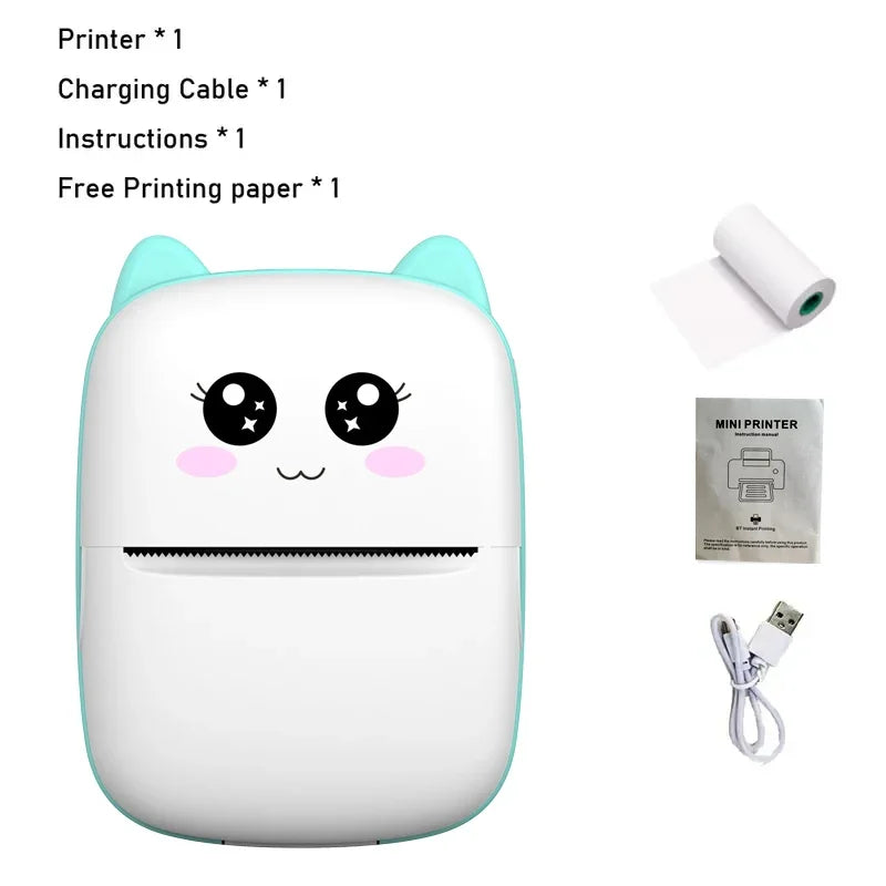 Portable thermal printer mini cat print photo pocket thermal label printer 58mm printing wireless Bluetooth Android iOS printers Freshtrendingproduct