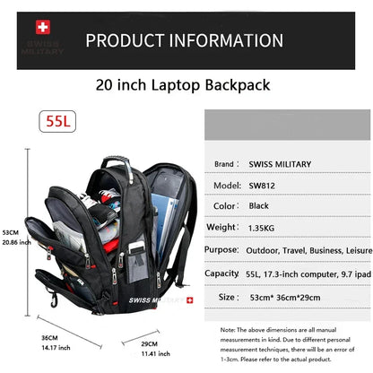 SWISS MILITARY Multifunction Large Capacity Male Bag Fashion Travel Usb Charging Waterproof 23 inch Laptop Backpack Men Mochila Freshtrendingproduct