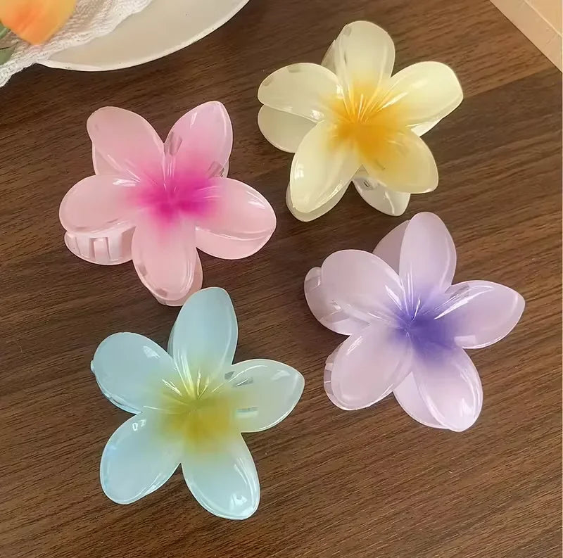 2/4/6pcs Fashion Women Flower Hair Claws Hawaiian Gradient Hair Clips Vacation Beach Style Hairpins Hair Accessories ﻿ Freshtrendingproduct