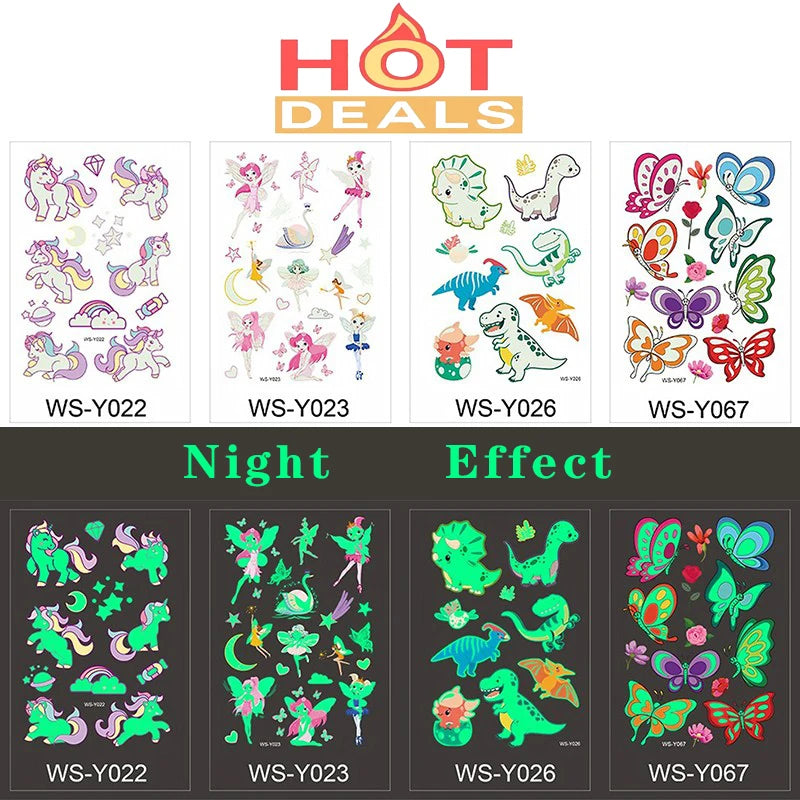 Luminous Tattoo 5 10pcs/Set Temporary Tattoos Mermaid Licorne Children Stickers for Kids Pokemon Tattoo Tattoo for Kids Unicorn Freshtrendingproduct