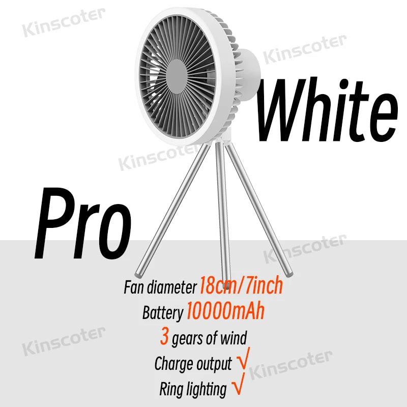 10000mAh 4000mAh Camping Fan Rechargeable Desktop Portable Circulator Wireless Ceiling Electric Fan with Power Bank LED Lighting Freshtrendingproduct