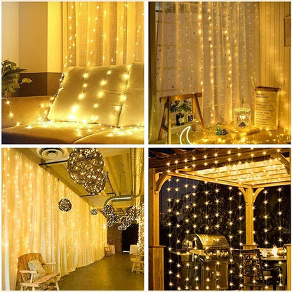 3M LED Curtain String Lights Fairy Decoration USB Holiday Garland Lamp 8 Mode For Home Garden Christmas Party New Year Wedding Freshtrendingproduct