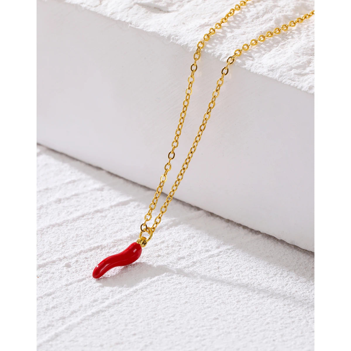 YACHAN Minimalist 18K Gold Plated Stainless Steel Chains Necklace for Women Creative Enamel Red Hot Pepper Pendant Cute Jewelry Freshtrendingproduct