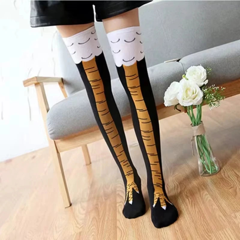 Trendy Women Socks With Knee Length Chicken Feet Funny Personalized Realistic Chicken Feet Birthday Gifts Trendy Sports Socks Freshtrendingproduct