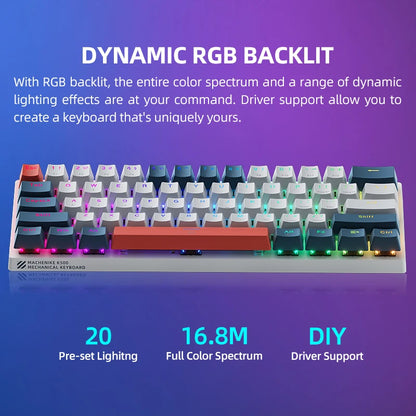 Machenike K500-B61 Mini Mechanical Keybaord 60% Form Factor 61Keys Gaming Keybaord Wired Full Key Hot-Swappable RGB Backlit Freshtrendingproduct