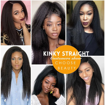 Kinky Straight 13x4 Lace Front Human Hair Wigs For Women Brazilian Bone Colored Yaki Straight Transparent Lace Frontal Curly Wig Freshtrendingproduct