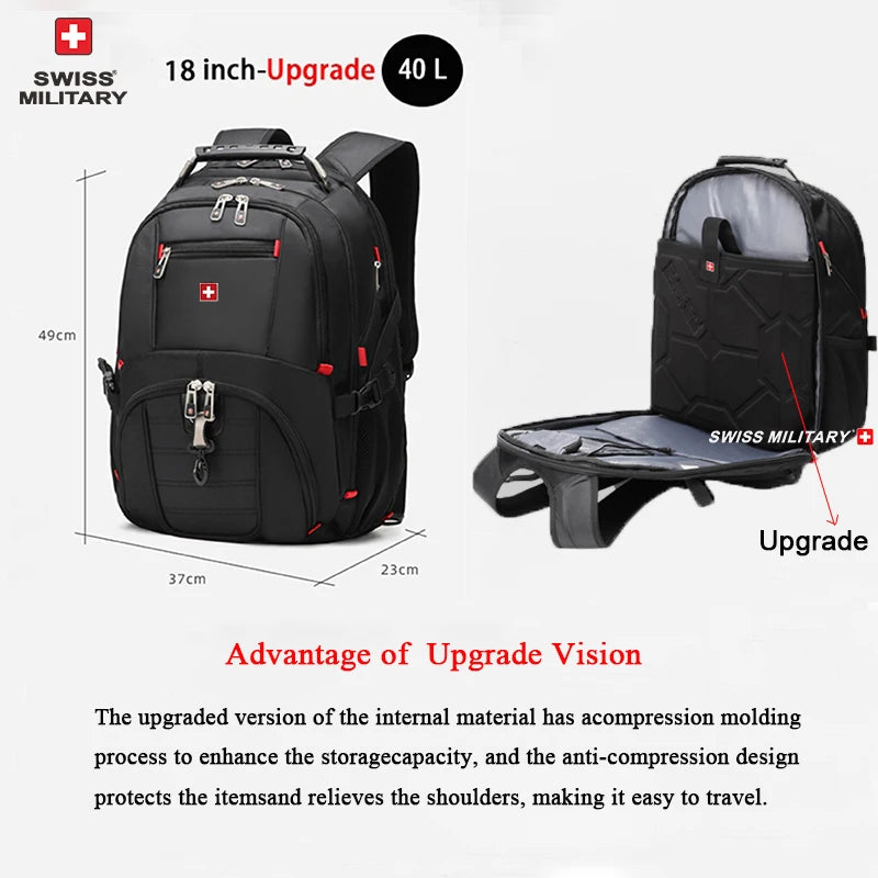 SWISS MILITARY Multifunction Large Capacity Male Bag Fashion Travel Usb Charging Waterproof 23 inch Laptop Backpack Men Mochila Freshtrendingproduct