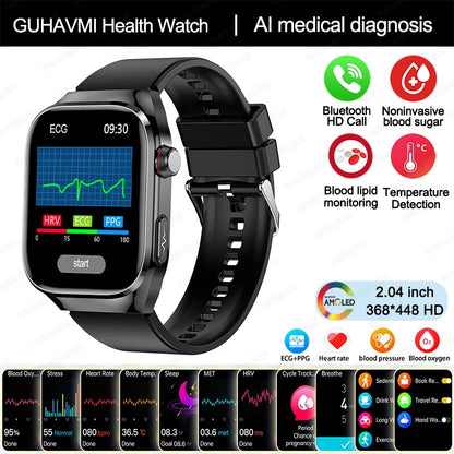 2024 New Uric Acid Blood Fat Smartwatch ECG Blood Glucose Heart Rate Blood Pressure Health Monitoring Smart Watch For HUAWEI IOS Freshtrendingproduct