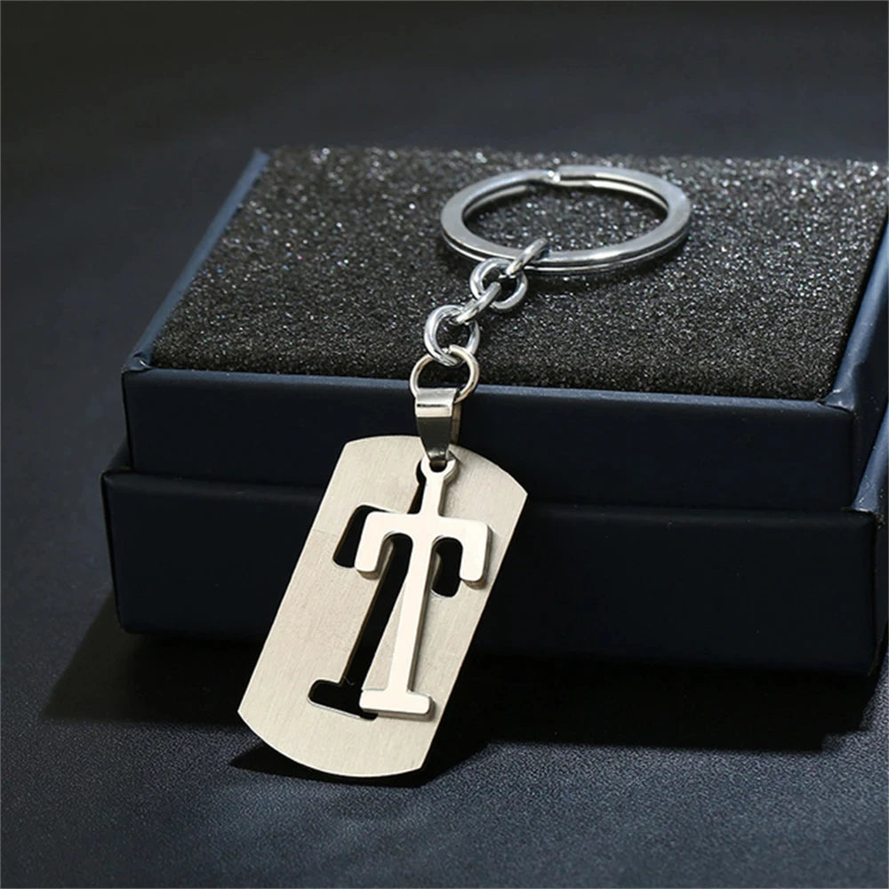 NEW DIY Stainless Steel A-Z Letters key Chain Charm 26 Letters KeyChain Men Women keychain Couple gift Jewelry Car Key Ring Freshtrendingproduct