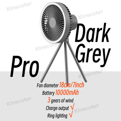 10000mAh 4000mAh Camping Fan Rechargeable Desktop Portable Circulator Wireless Ceiling Electric Fan with Power Bank LED Lighting Freshtrendingproduct