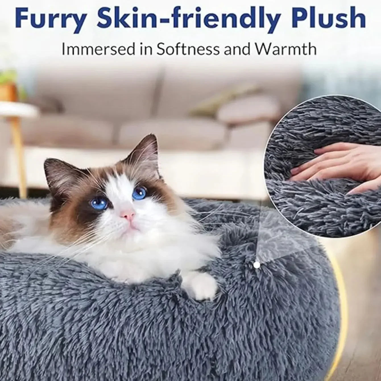 40-90cm Round Pet Bed for Large Dog Bed Super Soft Cat Bed Long Plush Dog House for Medium Dog House Winter Warm Sleeping Freshtrendingproduct