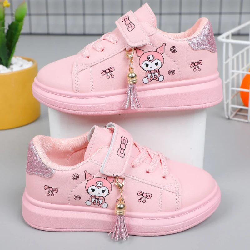 Sanrio Girls's Fashion Sneakers Kid's Anti-skid Casual Shoes Cartoon Anime Kuromi Thick Soles Shoes Children's Board Shoes Freshtrendingproduct