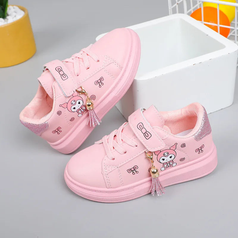 Sanrio Girls's Fashion Sneakers Kid's Anti-skid Casual Shoes Cartoon Anime Kuromi Thick Soles Shoes Children's Board Shoes Freshtrendingproduct