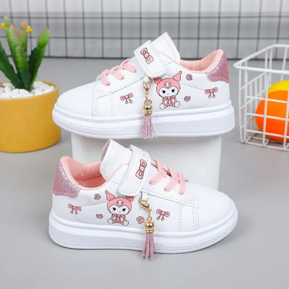 Sanrio Girls's Fashion Sneakers Kid's Anti-skid Casual Shoes Cartoon Anime Kuromi Thick Soles Shoes Children's Board Shoes Freshtrendingproduct