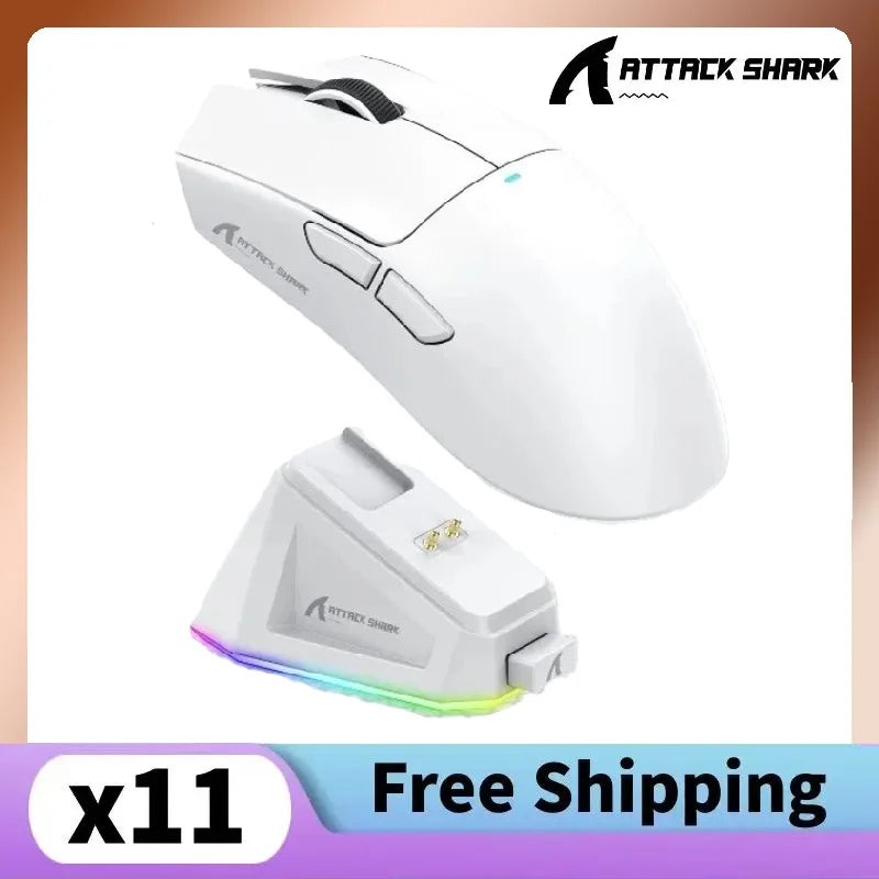 Attack Shark X11 PAW3311 White Bluetooth Mouse, Triple Mode Connectivity, Touch Magnetic Charging Dock, Ultra-Light Gaming Mouse Freshtrendingproduct