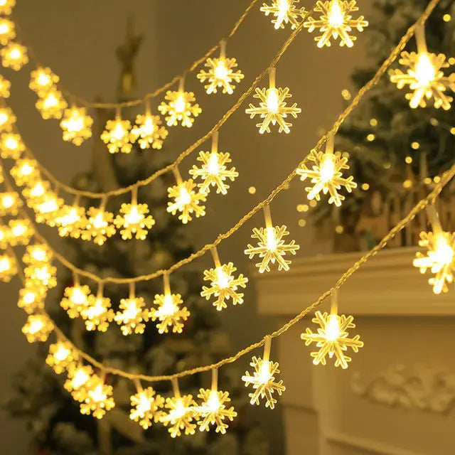 10/20/80Leds Snowflake String Garland Fairy Lights USB/Battery Powered Christmas Tree Holiday New Year Bedroom Decoration Lamps Freshtrendingproduct