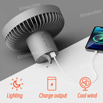 10000mAh 4000mAh Camping Fan Rechargeable Desktop Portable Circulator Wireless Ceiling Electric Fan with Power Bank LED Lighting Freshtrendingproduct