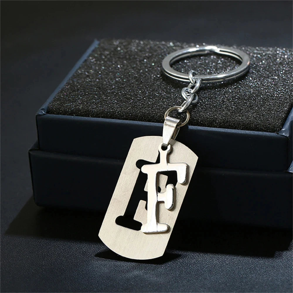 NEW DIY Stainless Steel A-Z Letters key Chain Charm 26 Letters KeyChain Men Women keychain Couple gift Jewelry Car Key Ring Freshtrendingproduct