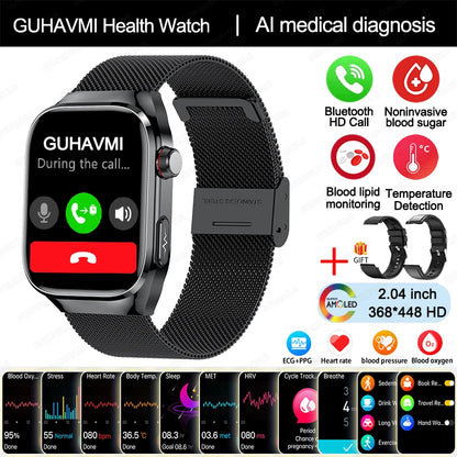 2024 New Uric Acid Blood Fat Smartwatch ECG Blood Glucose Heart Rate Blood Pressure Health Monitoring Smart Watch For HUAWEI IOS Freshtrendingproduct