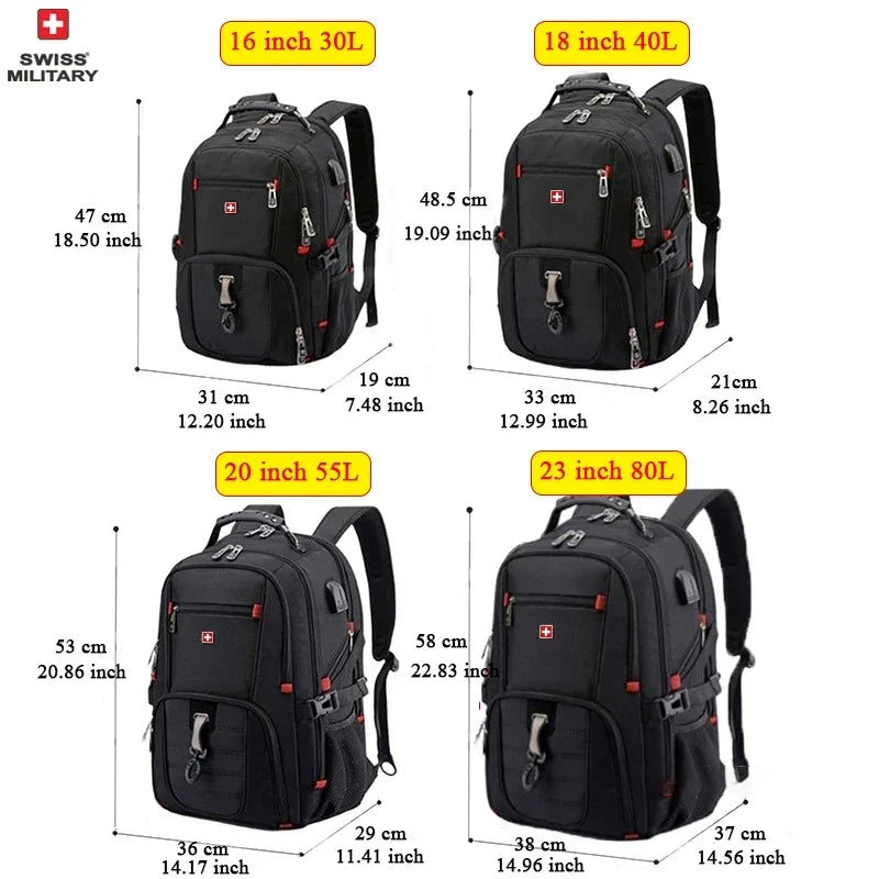 SWISS MILITARY Multifunction Large Capacity Male Bag Fashion Travel Usb Charging Waterproof 23 inch Laptop Backpack Men Mochila Freshtrendingproduct