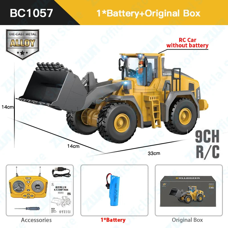 ZWN 2.4G Remote Control Excavator Dump Truck RC Model Car Toy Professional Alloy Plastic Simulation Construction Vehicle for Kid Freshtrendingproduct