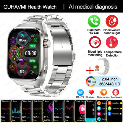 2024 New Uric Acid Blood Fat Smartwatch ECG Blood Glucose Heart Rate Blood Pressure Health Monitoring Smart Watch For HUAWEI IOS Freshtrendingproduct