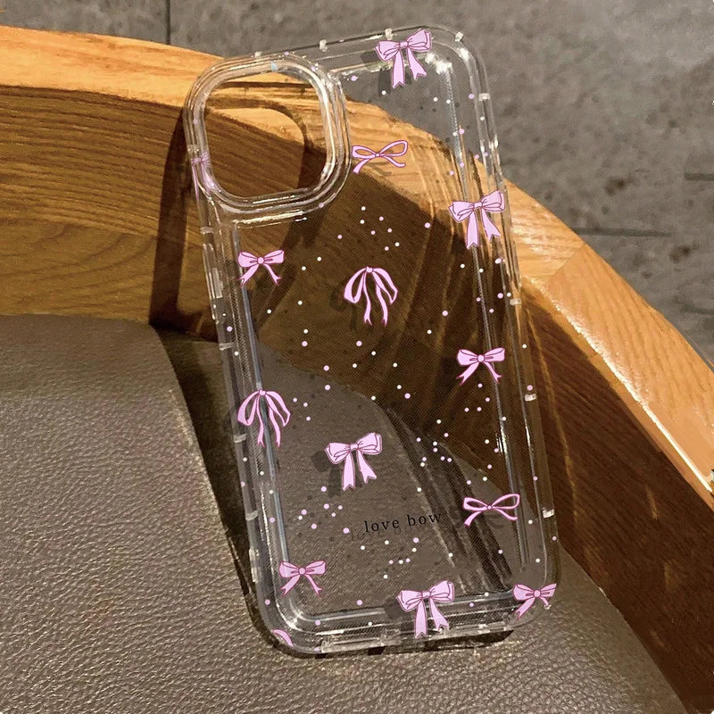 Colorful Bow Print Clear Case  For iPhone 16 14 13 12 11 15 Pro Max SE XR X XS 7 8 Plus Transparent Tpu Shockproof Phone Cover Freshtrendingproduct