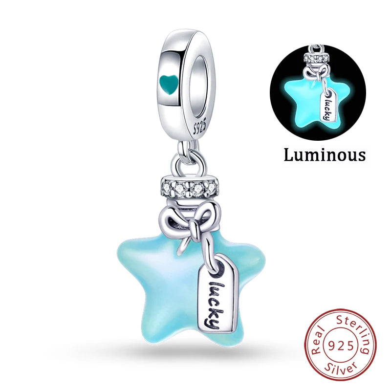 Fit Qikaola 925 Original Bracelets Blue Zircon Owl Luminous Sea Turtle Octopus 925 Silver Charms Beads DIY Birthday Jewelry Gift Freshtrendingproduct