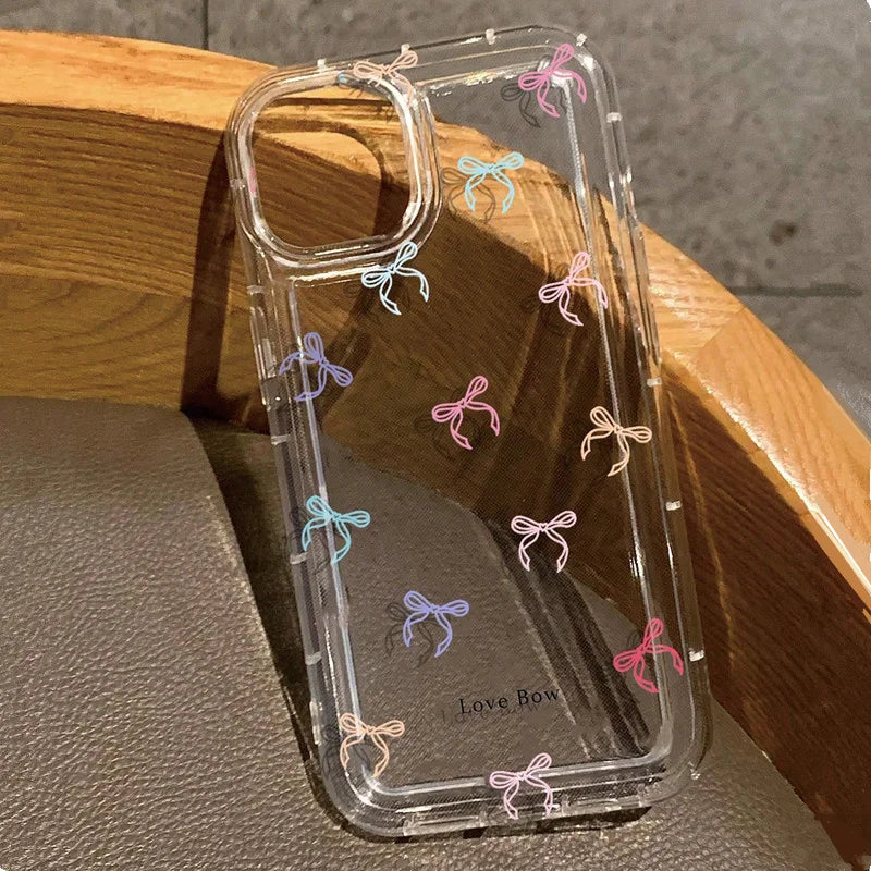 Colorful Bow Print Clear Case  For iPhone 16 14 13 12 11 15 Pro Max SE XR X XS 7 8 Plus Transparent Tpu Shockproof Phone Cover Freshtrendingproduct