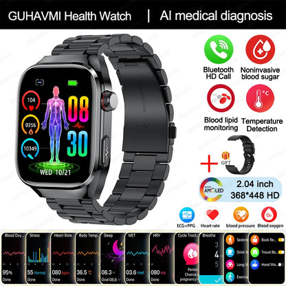 2024 New Uric Acid Blood Fat Smartwatch ECG Blood Glucose Heart Rate Blood Pressure Health Monitoring Smart Watch For HUAWEI IOS Freshtrendingproduct