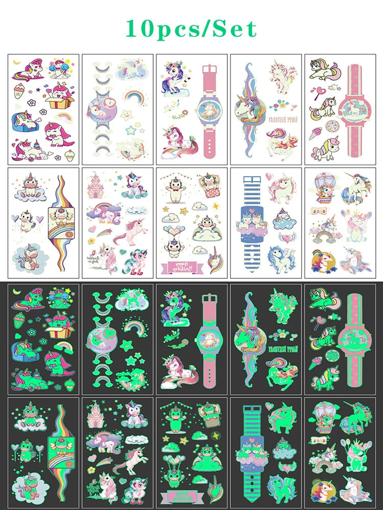 Luminous Tattoo 5 10pcs/Set Temporary Tattoos Mermaid Licorne Children Stickers for Kids Pokemon Tattoo Tattoo for Kids Unicorn Freshtrendingproduct