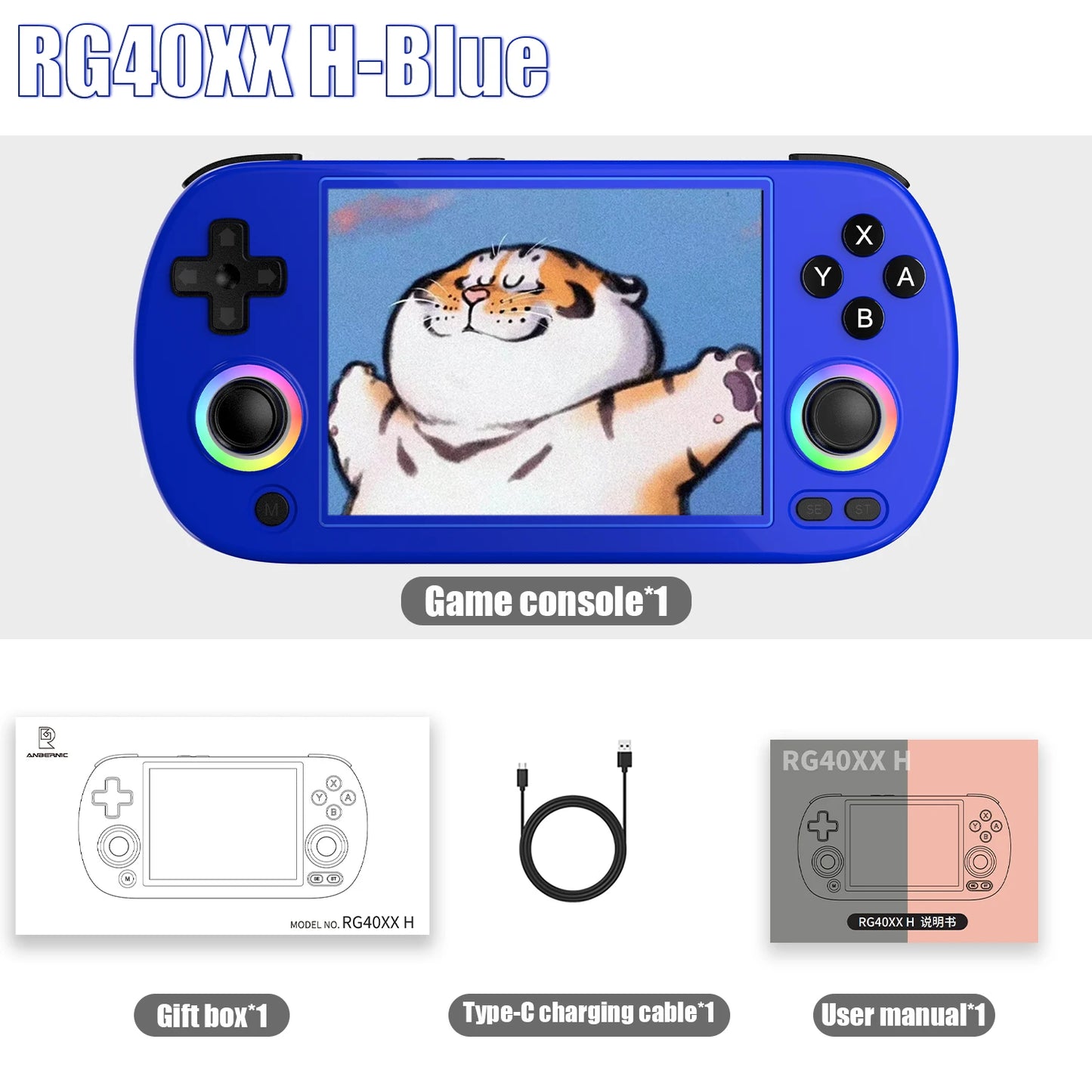 ANBERNIC RG40XX H Handheld Game Console 4.0-in 640*480 IPS Screen 3200mAh 64 Bit System With RGB Light Built in 5K+Games RG40XXH Freshtrendingproduct